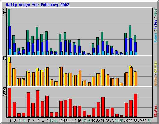 Daily usage for February 2007