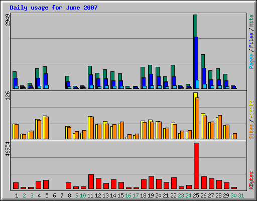 Daily usage for June 2007