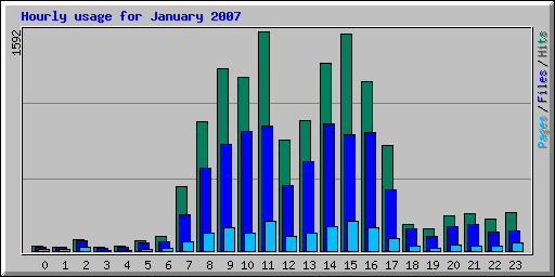 Hourly usage for January 2007
