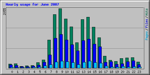 Hourly usage for June 2007