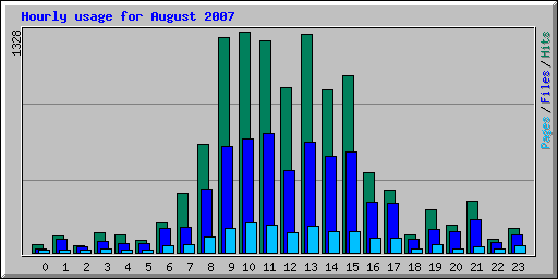 Hourly usage for August 2007