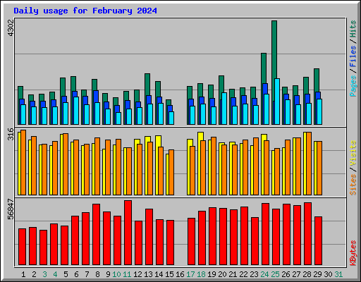 Daily usage for February 2024