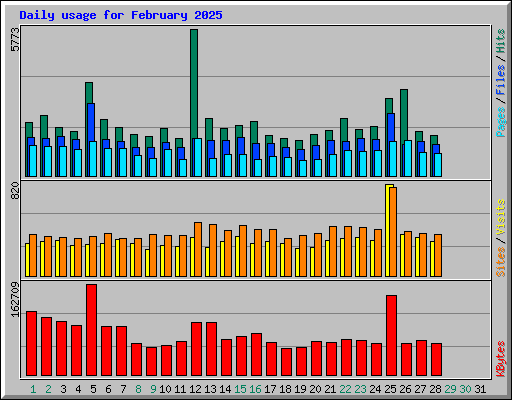 Daily usage for February 2025