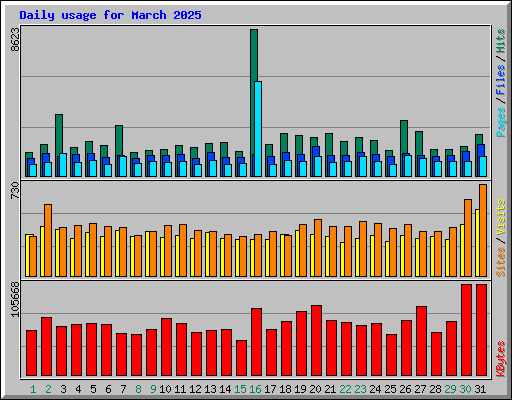Daily usage for March 2025