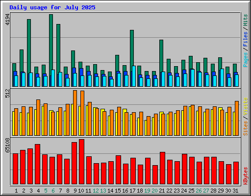 Daily usage for July 2025