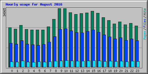 Hourly usage for August 2016
