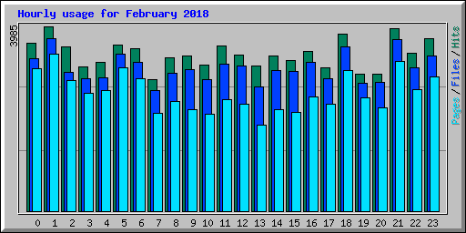Hourly usage for February 2018