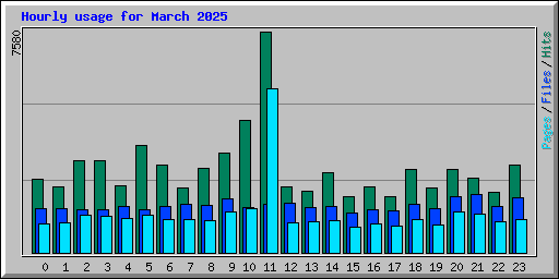 Hourly usage for March 2025